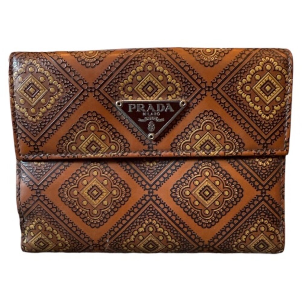 Authentic Prada Embossed Leather Compact Wallet - image 1